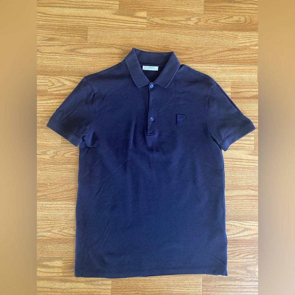 Versace polo in navy blue size small
